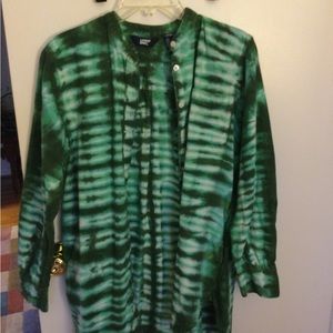 Lands End tunic blouse in tie dyed green, size 10-12 M, gorgeous, soft, …